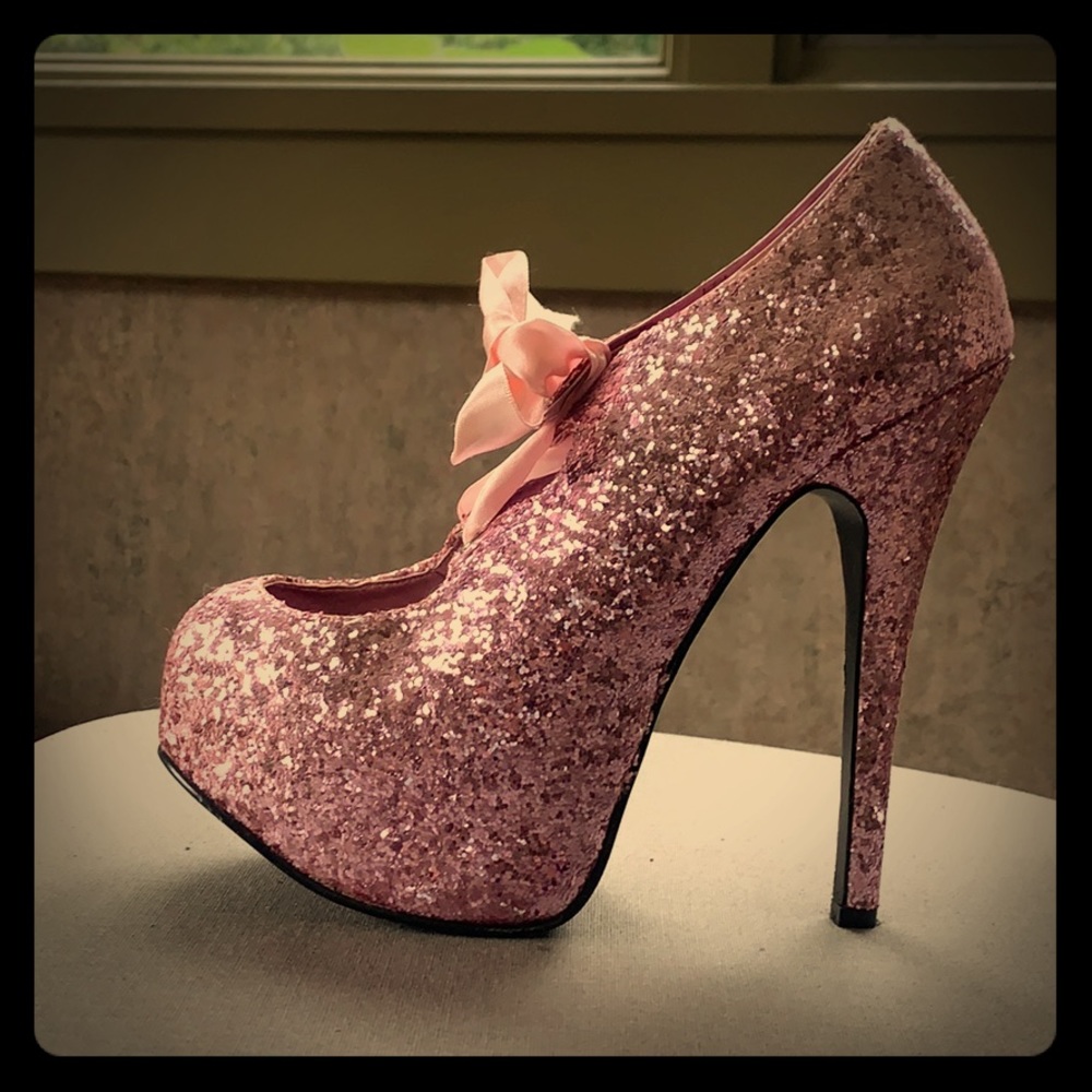 Pink glitter heels